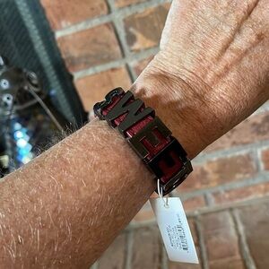 NWT BCBGeneration Red Leather & Metal "SWEET" Bracelet